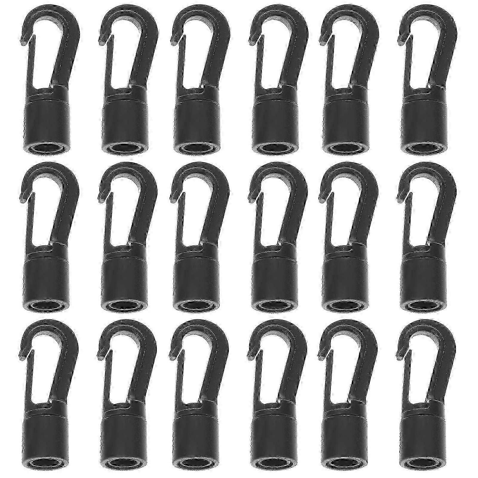 25pcs Black Bungee Cord Hooks with Terminal Ends