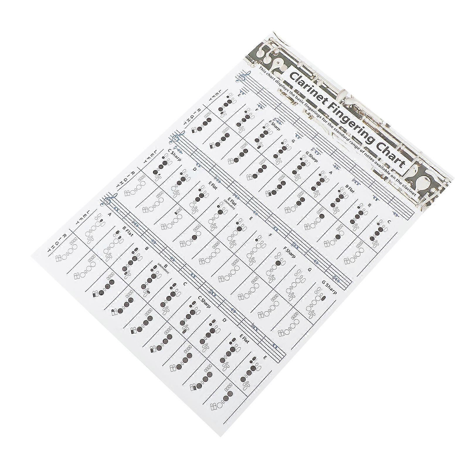 Clarinet Finger Guide Chart for Beginners Useful Coated Paper Practice Tool 1pc