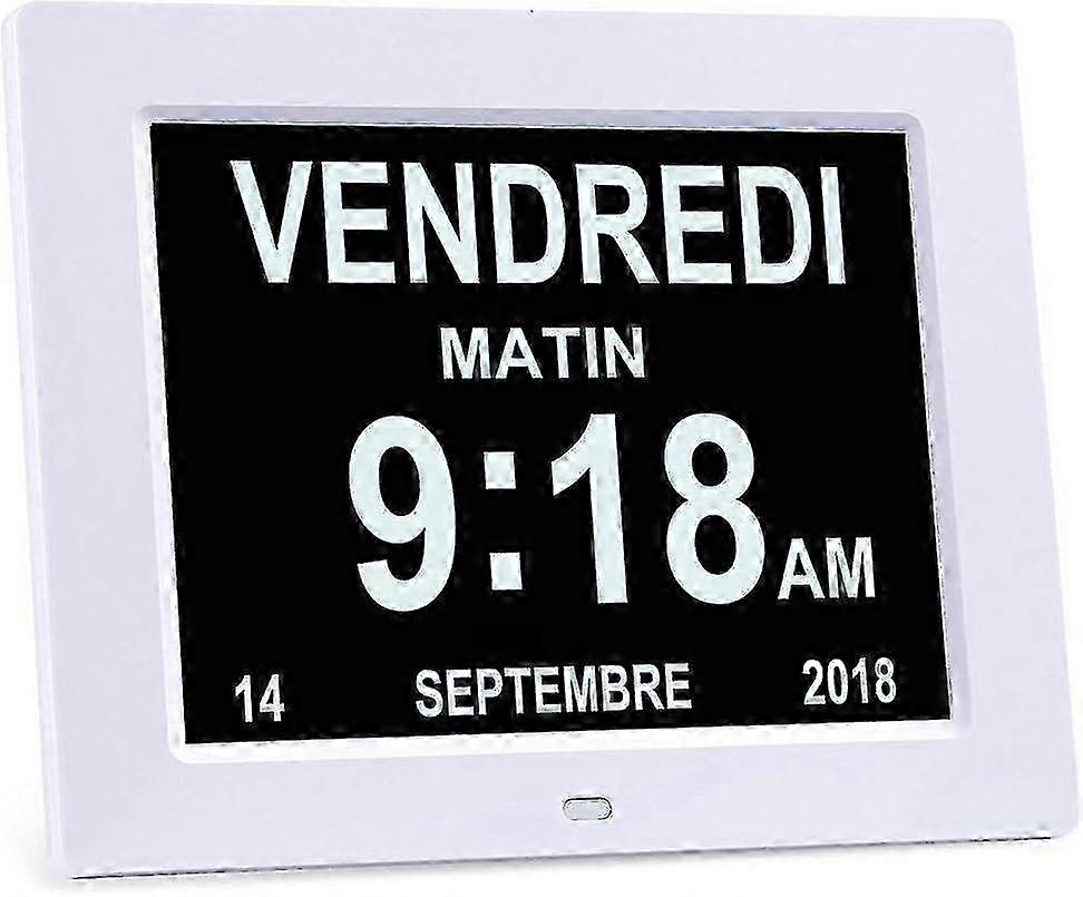 8" LCD Digital Calendar Clock with Date, Time, and Day Display for Seniors