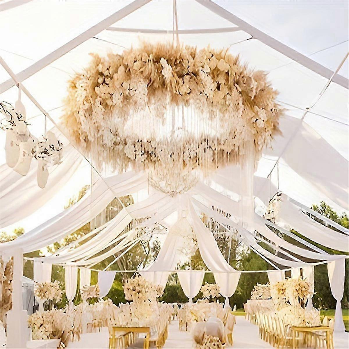 Tecido de Arco de Casamento 29.5 Polegadas X 26.25Ft Cortina Branca Transparente para Cerimônia de CasamentoBranco SZRH