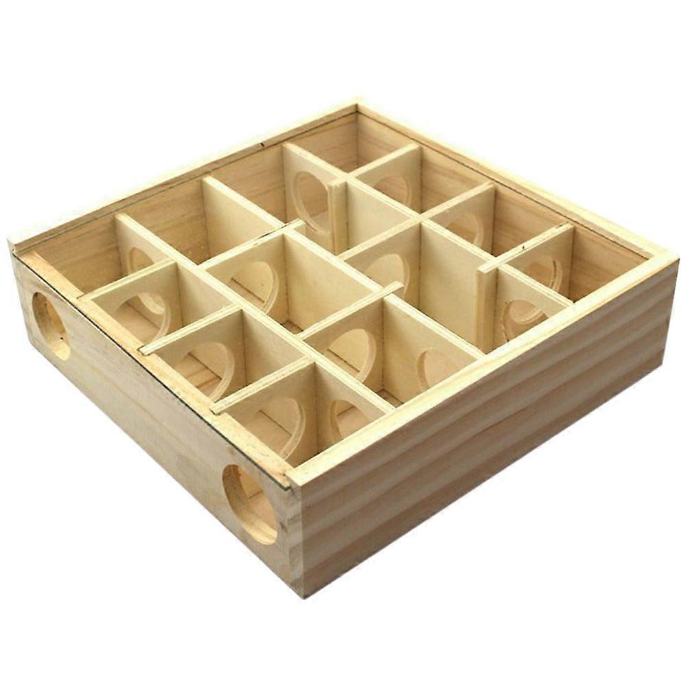 Multi Grid Wooden Hamster Maze for Exercise & Mental Stimulation, High Edge Design, Durable Natural Wood Puzzle for Hamsters, Chinchillas & Small