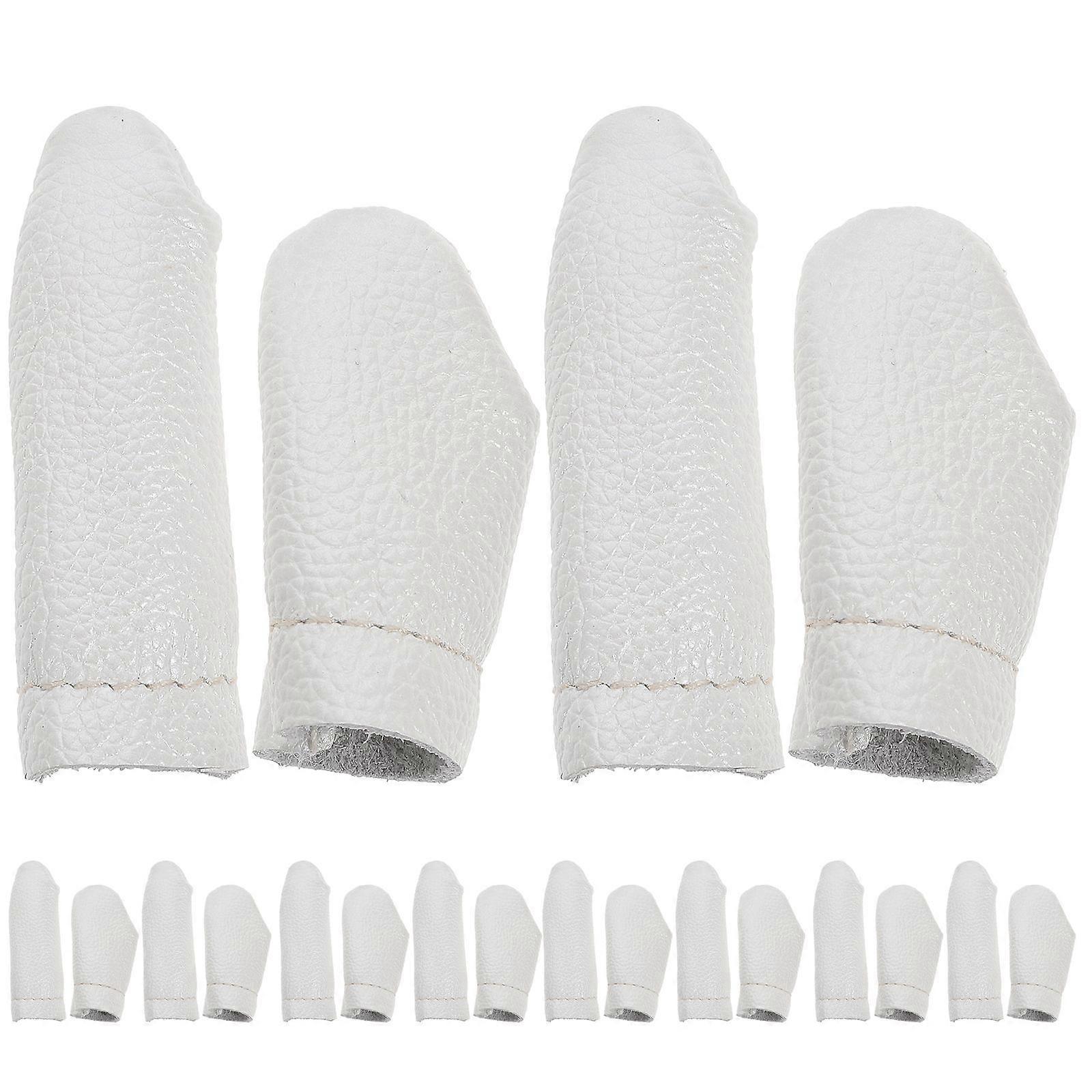 20Pcs Leather Thimble Finger Protectors Practical Finger Cots (Random Color)