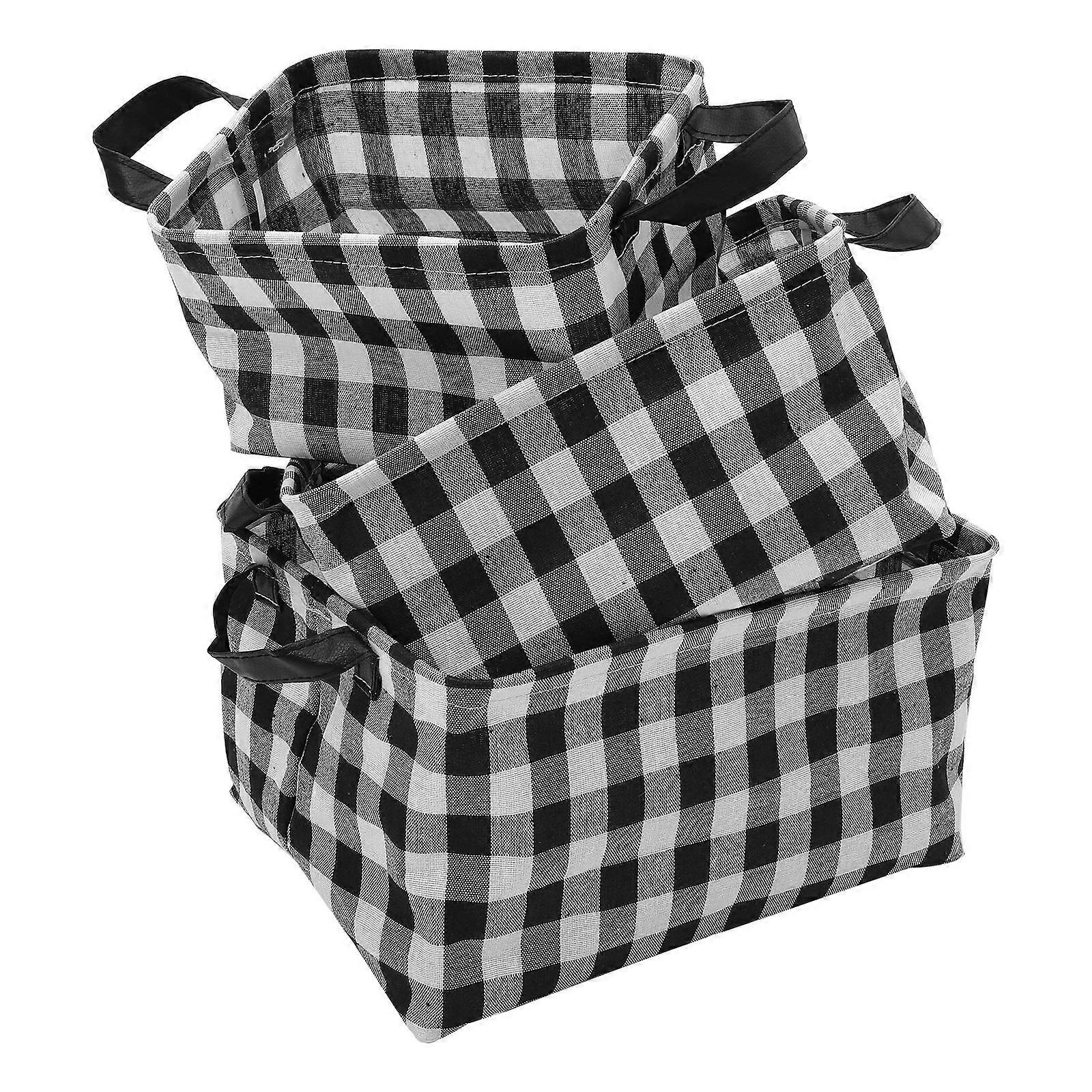 Folding Basket for Clothes Cotton Linen Rectangular Design for Dormitory 28.00X20.00X17.00cm Simple Style 3Pcs