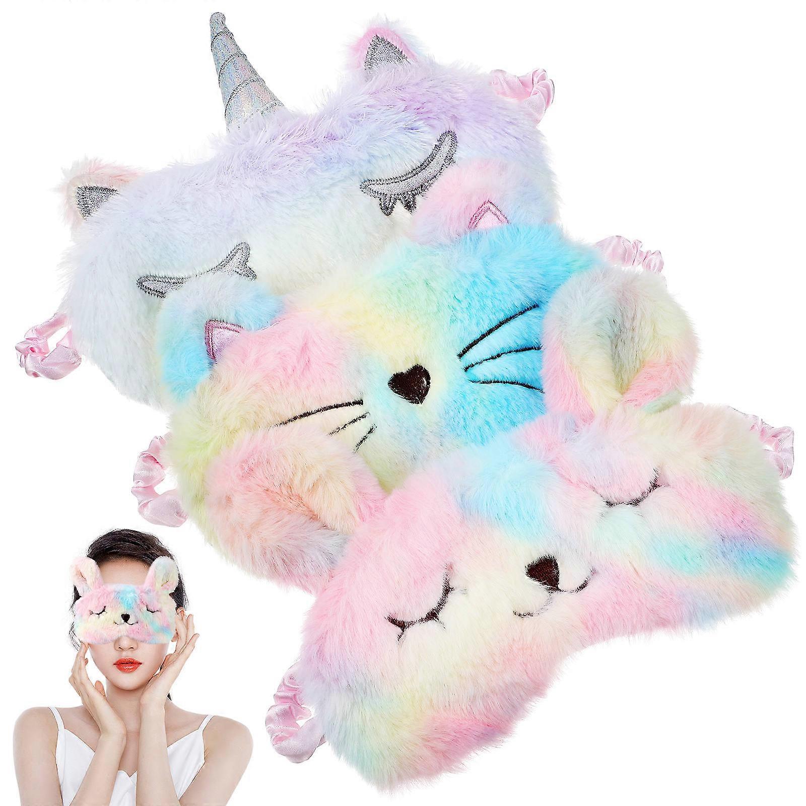 Eye Mask for Girls Reusable Under Eye Patches Cartoon Style Cat Shape Indoor Use 3Pack