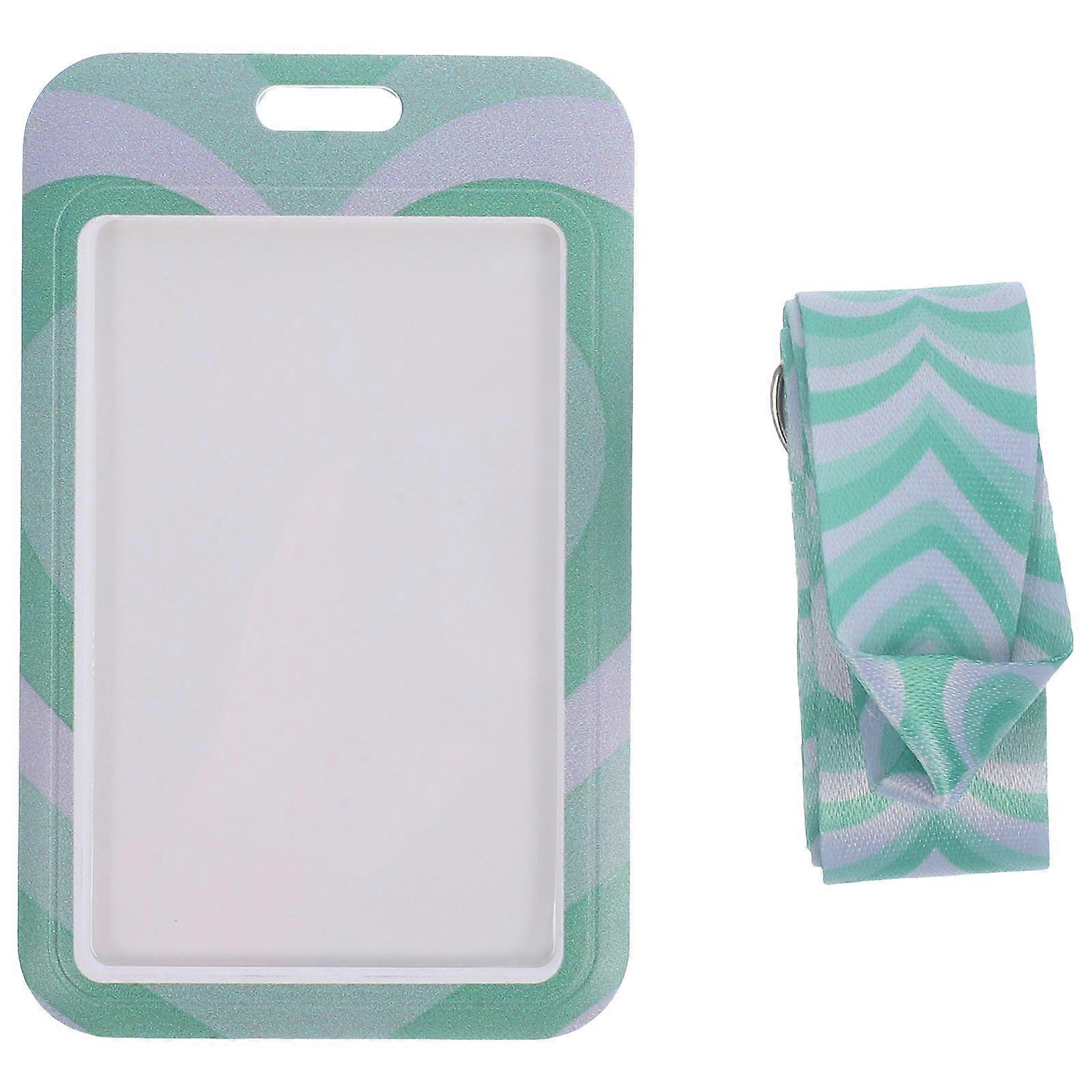 Badge Lanyard Card Holder With Lanyard Name Tag Holder Id Storage Office Use Green 58.00X7.00X0.30cm Access Card Storage 1Set