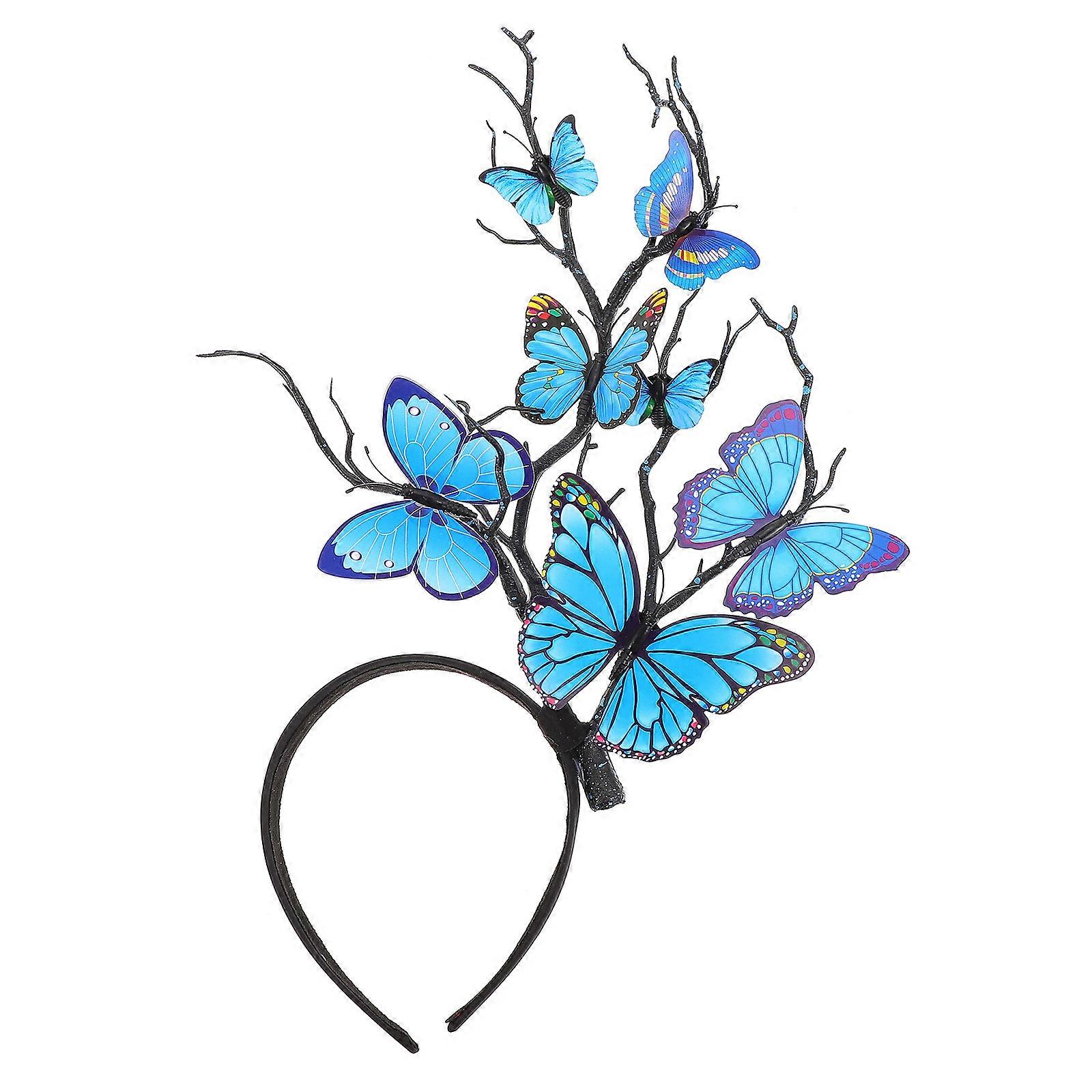 It seems you're referring to a **Halloween themed hairband** with specific features like a **blue butterfly decoration**, designed to be