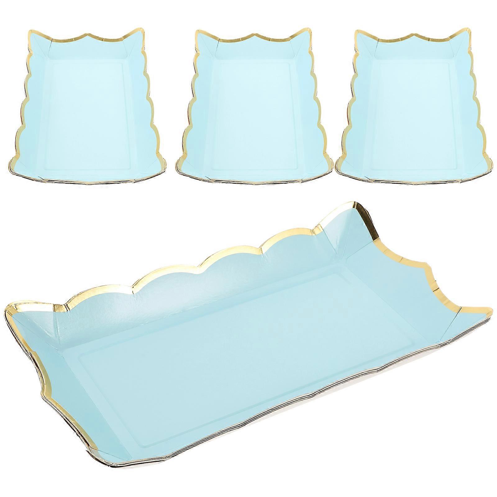 Cake Serving Plate Fruit Platter Tray For Parties Rectangle Blue 29.00X16.00X3.00CM 4Pcs