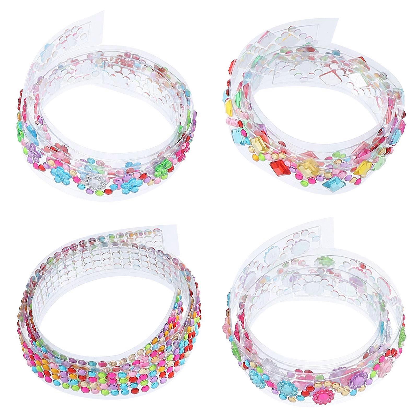 Diy Tape Diy Self-Adhesive Sparkling Rhinestone Tapes Craft Decorative Tapes Assorted Color Square Women 4Set