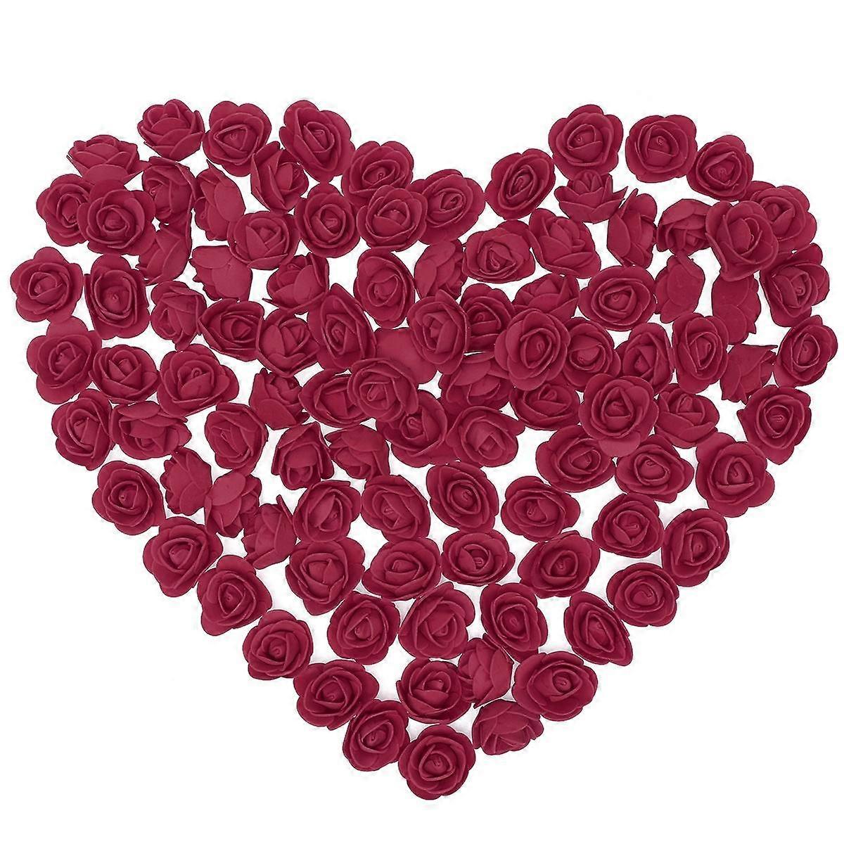 Artificial Flower Heads Dark Red 3.5cm Diameter Reusable For Wedding Ceremony Reception Tables 100Pcs