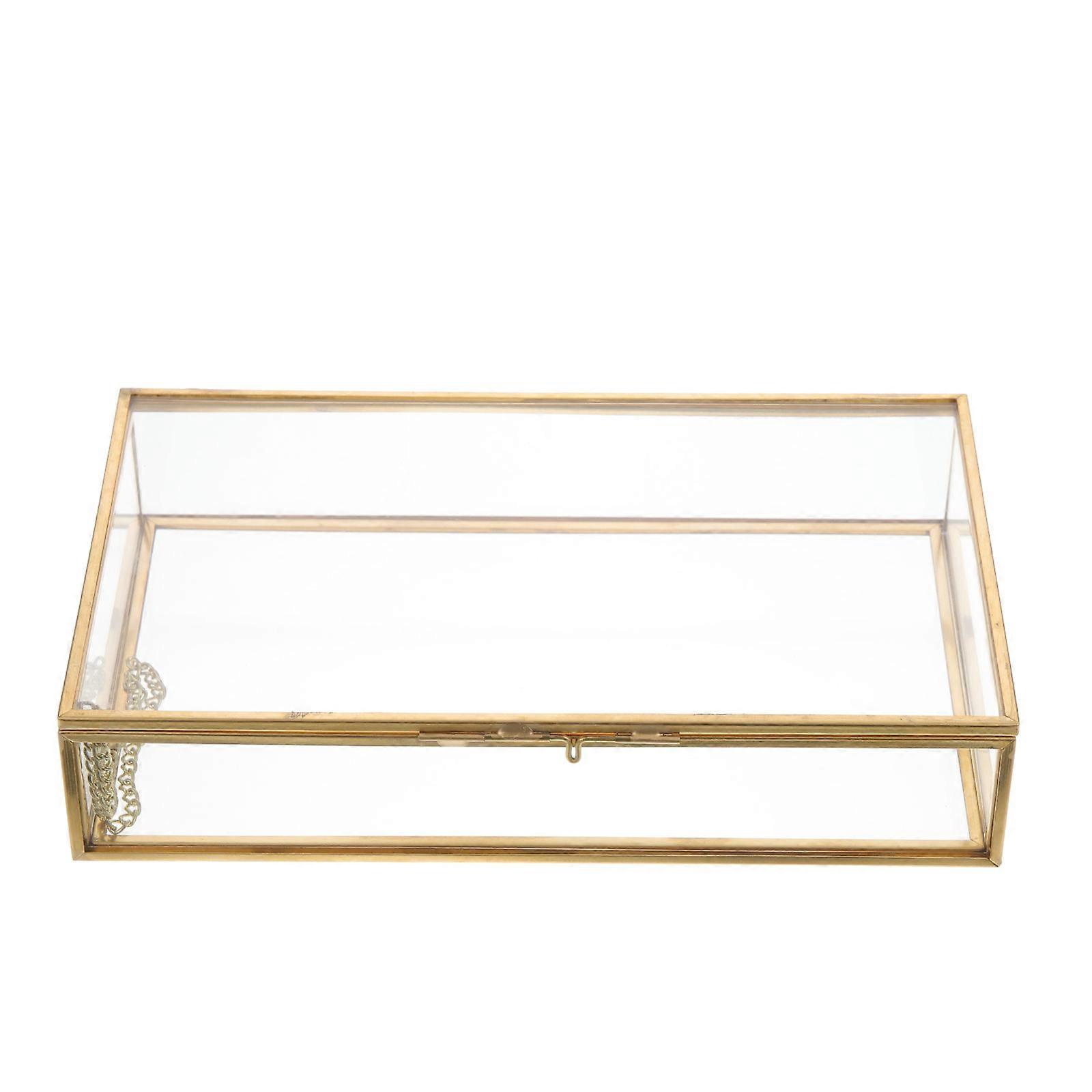 Retro Style Glass Jewelry Box with Copper Frame – Multi Functional Decorative Storage Container for Home and Party Jewelry Organization