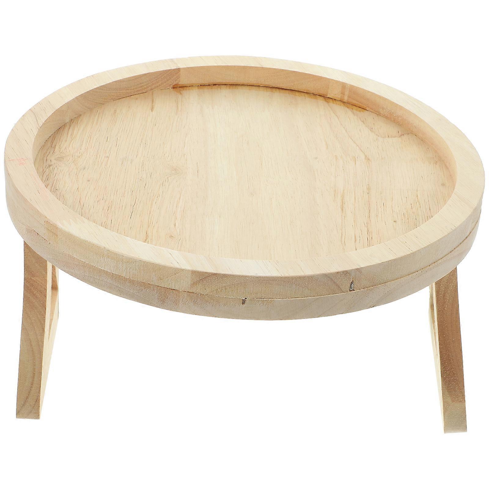 Foldable Wooden Sofa Arm Tray Table for Couch or Bed – Compact Snack Serving Tray with Raised Edge for Phones, Books, and Drinks