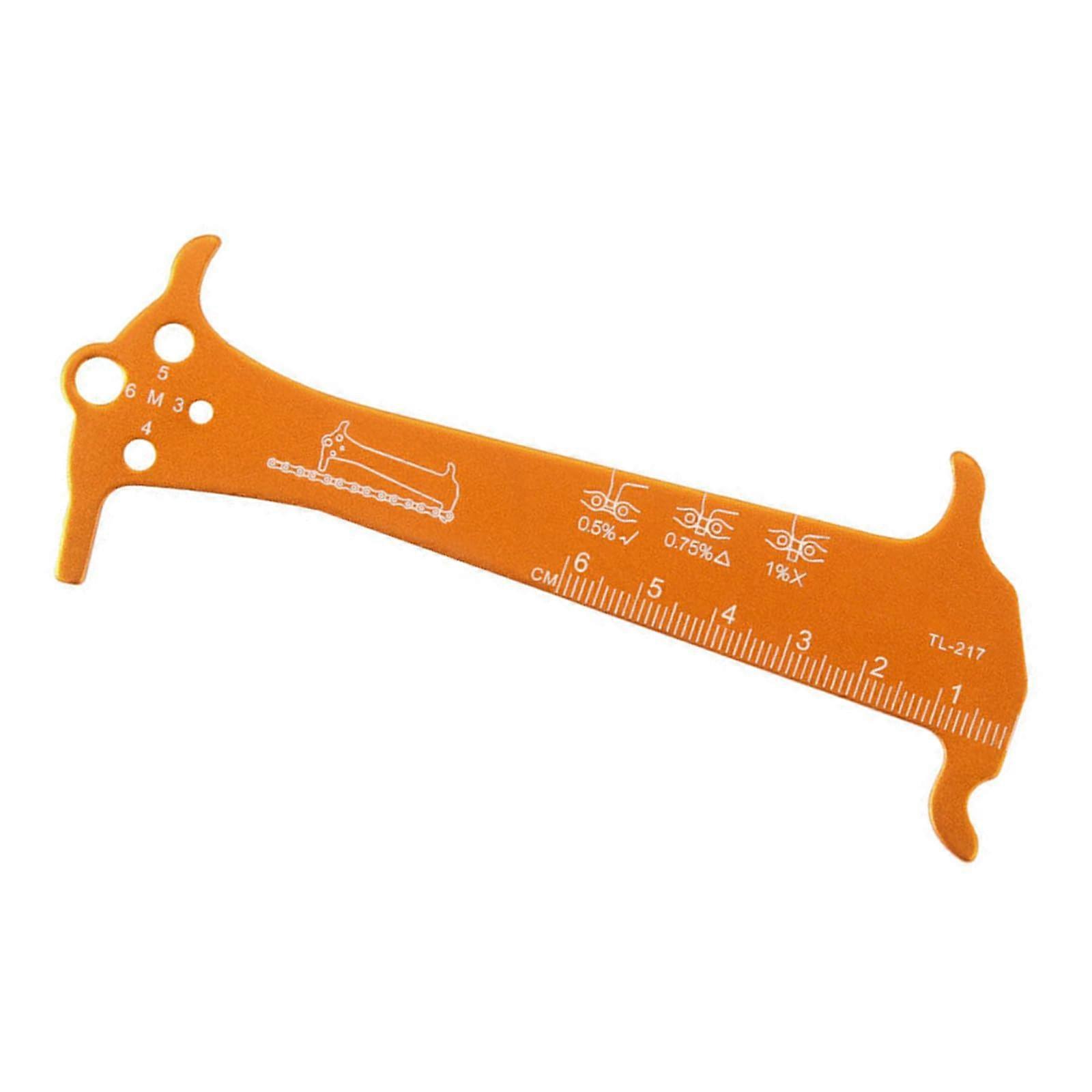 Mountain Bike Chain Gauge, Measuring Ruler, Bicycle Wear Tester, Indicators, Bicycles, Chain Tool, Easy to Use, Color: orange