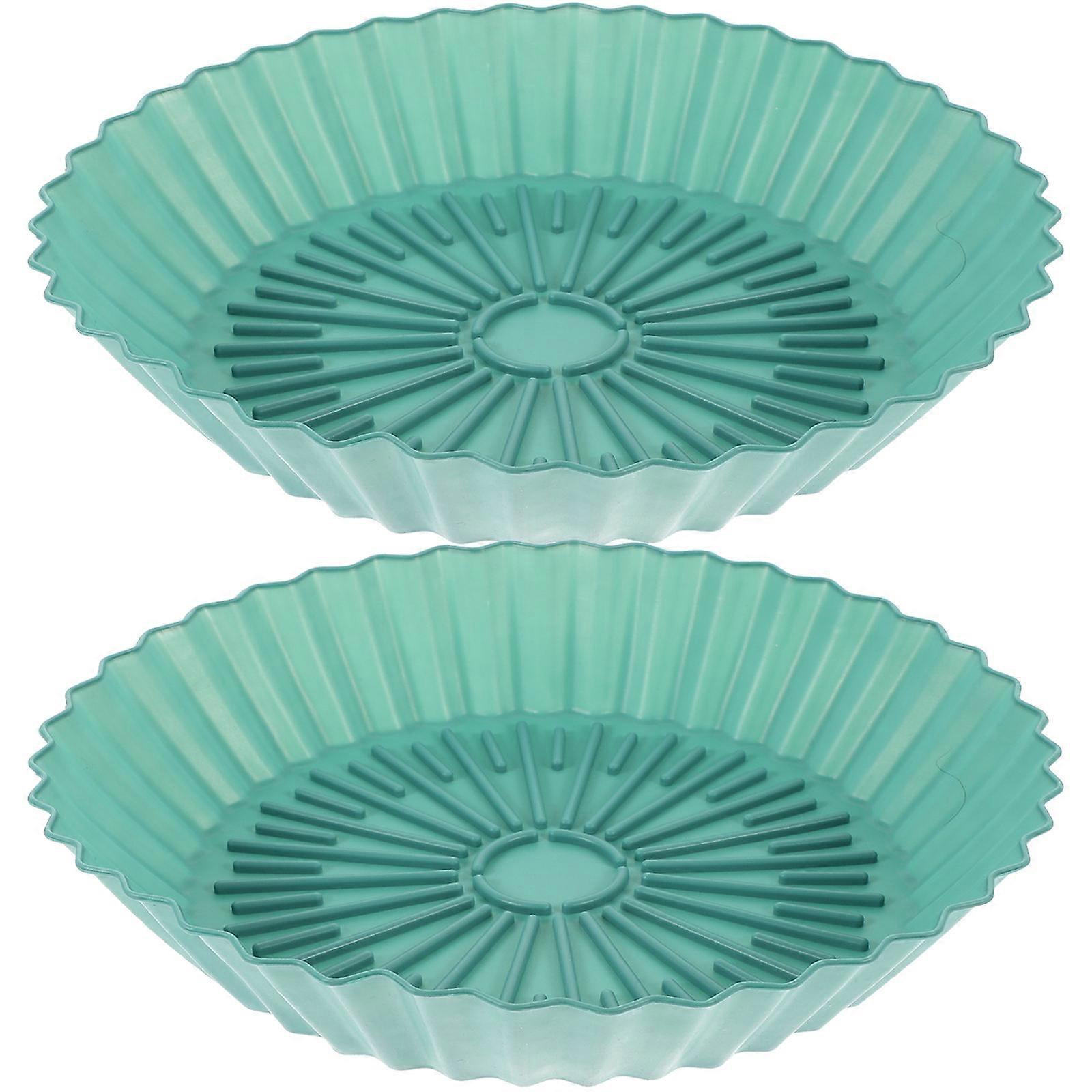 Air Fryer Basket Silicone Reusable Heat Distribution Home Use 19X5.6CM Blue 2Pcs