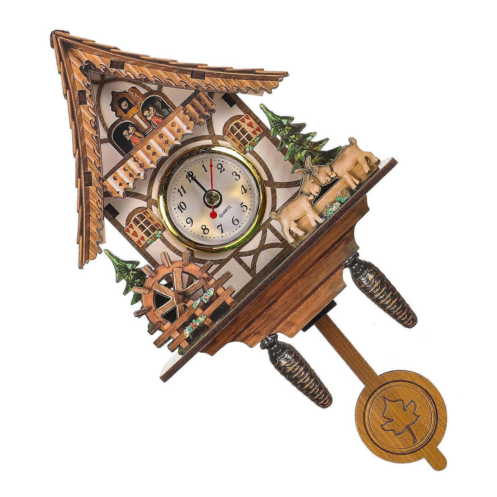 Bird Pendulum Wall Clock Traditional Cuckoo Sound Time Display For Home Decoration 22.5x15.5cm 1Set