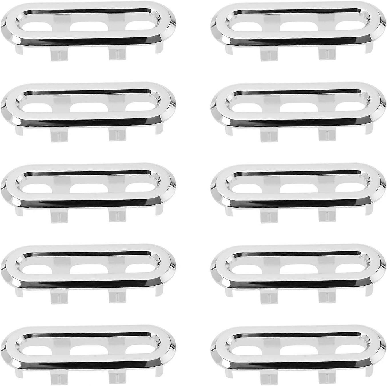 10 Pack Kitchen Sink Overflow Covers 47.5 x 13mm Oval Silver