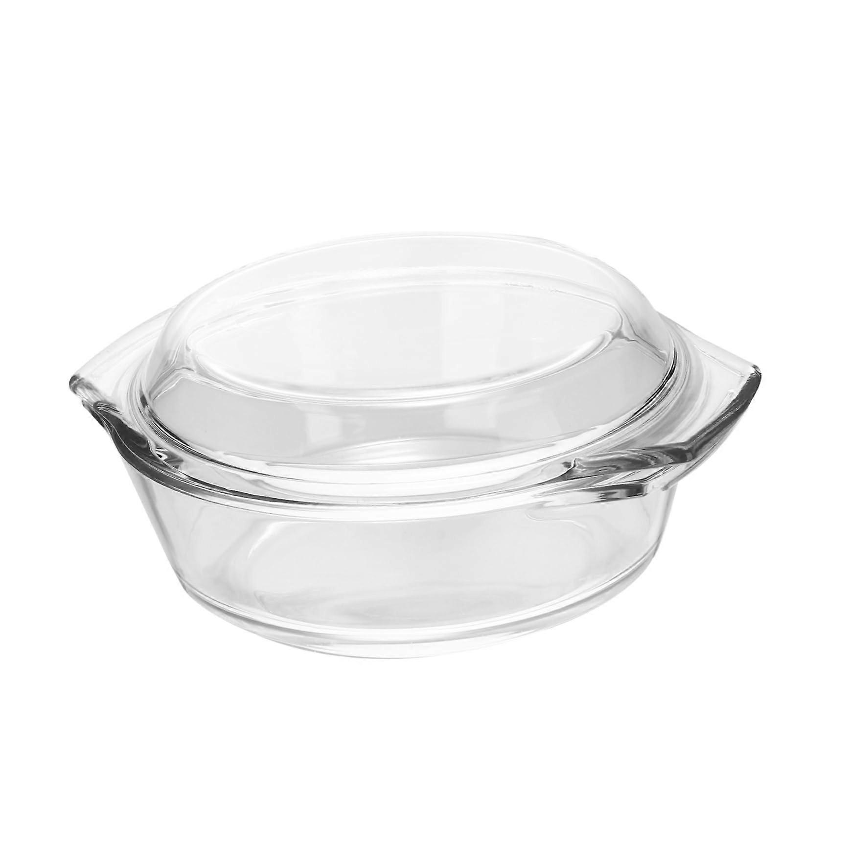 High Boron Content Transparent Glass Mixing Bowl with Lid, Round Food Preparation Soup Bowl, Decorative Storage Container