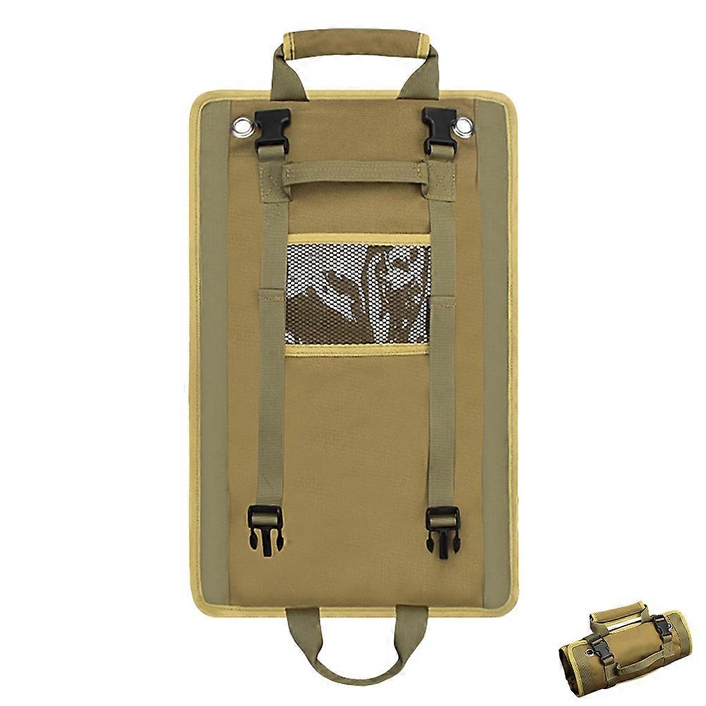Multi-Function Tool Roll Bag Heavy Duty Pouch for Workplace Khaki 49.5x32cm Tool Organization 1Set