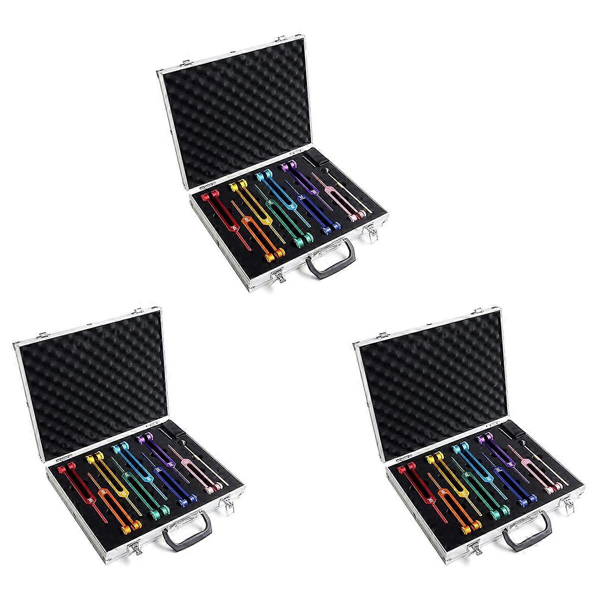 3X Chakra Tuning Fork Set for Healing,Sound Therapy,Keep Body,with Rubber Mallet,Wrench,Cleaning Clo