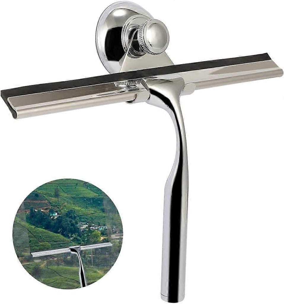 Shower Scraper with Wall Mount Stainless Steel Shower Scraper, No Drilling Required - Glass Scraper Shower - Window Scraper