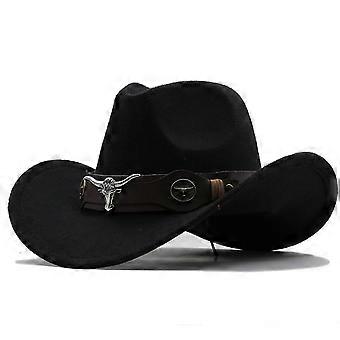 Cowboy Hat Felt Fedora Women's Western Cowboy Hat Wide Brim Classic Hat Western Plasticity Durable (Black)