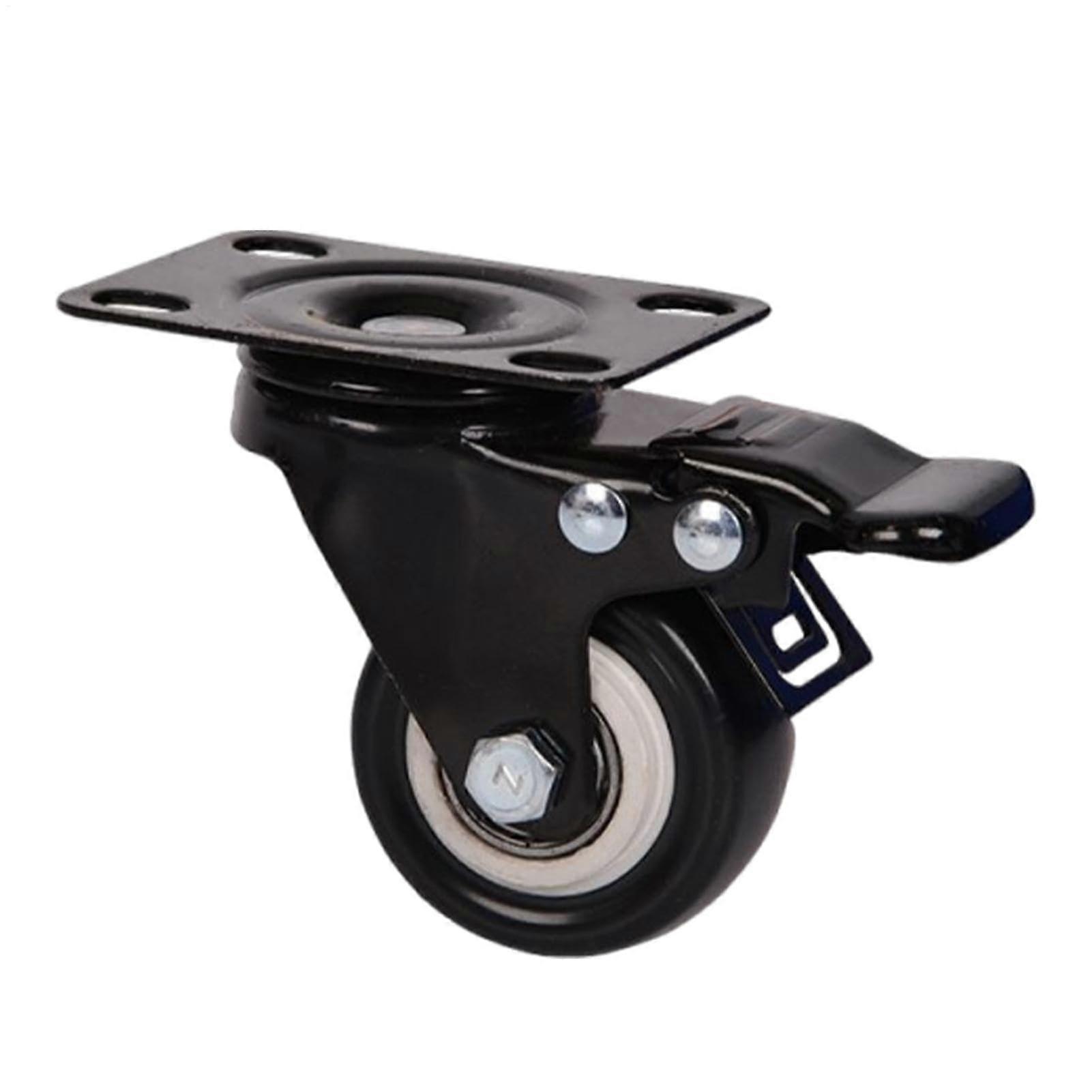 Locking Castors 1.5 Inch Heavy Duty Swivel Plate Casters with Brake for Furniture Workbench Trolley Wheels Multidirectional