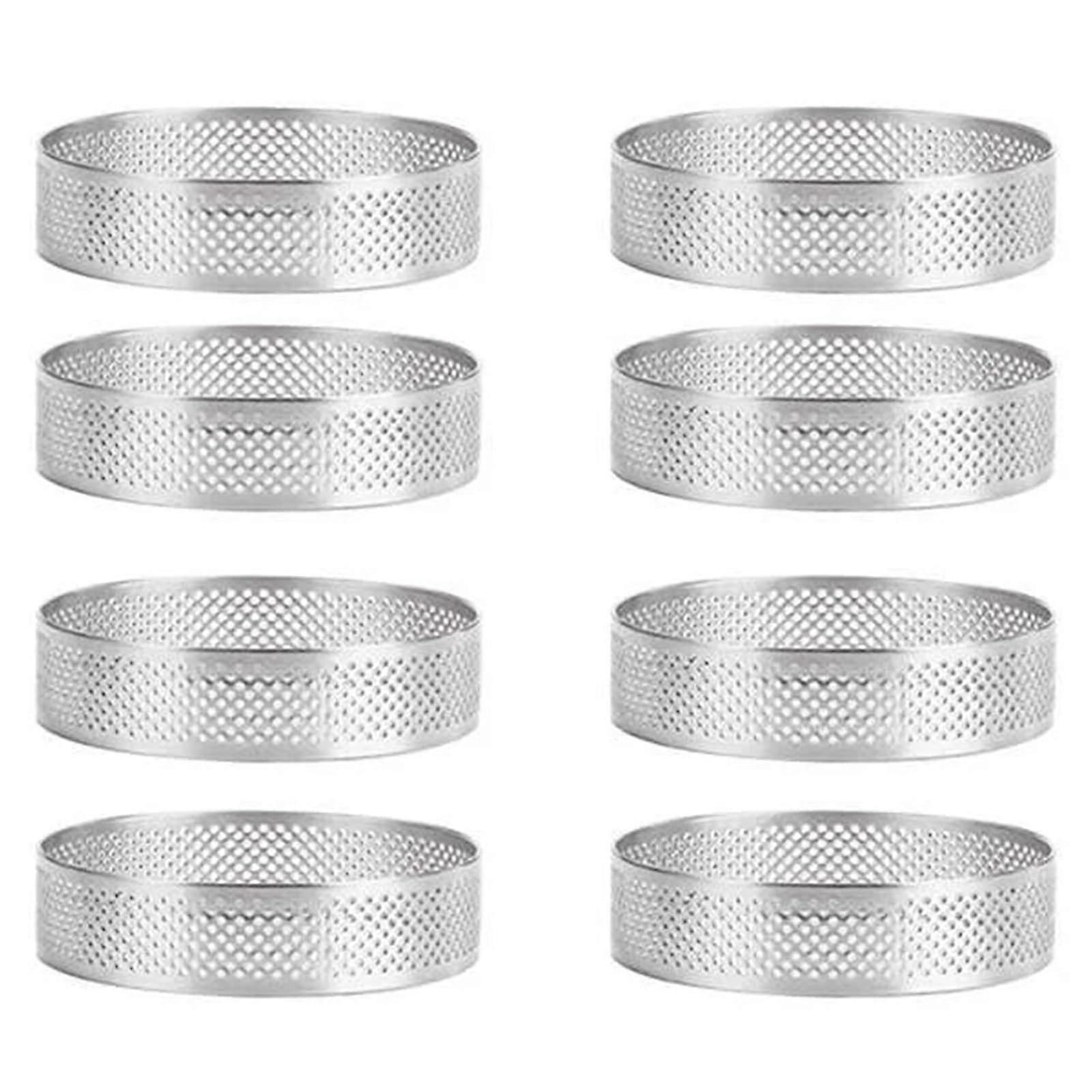 Cake Mousse Ring, Heat Resistant Perforated Cake Mousse Ring, Round, Double Rolled Metal Cake Ring (8 Pieces, 6 cm) 8pcs 6cm