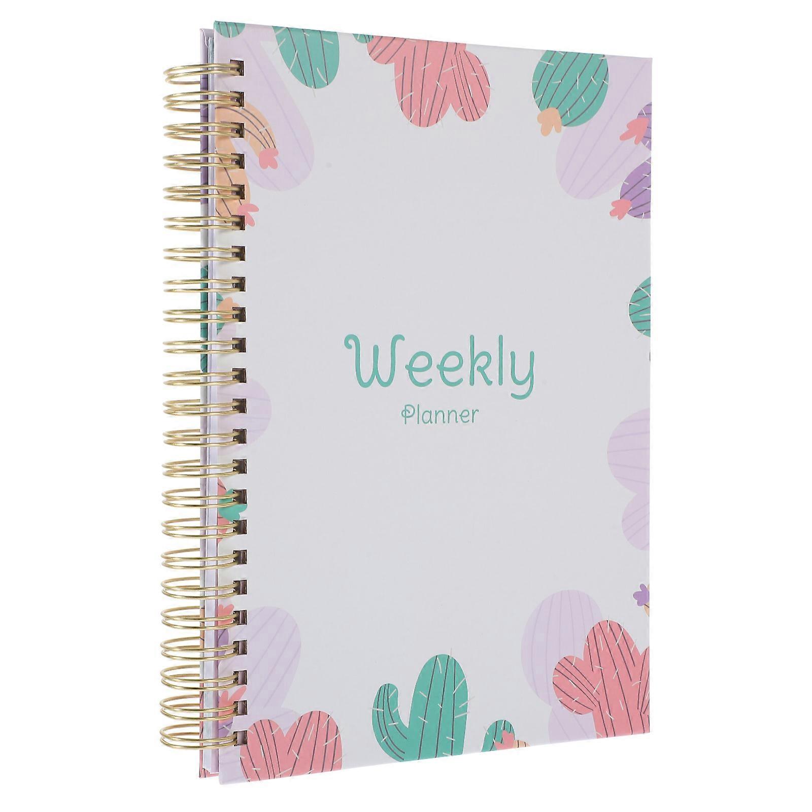 Planner Book Spiral Binding Organizer For Office Note Daily Use Cactus Pattern Design 1Pcs