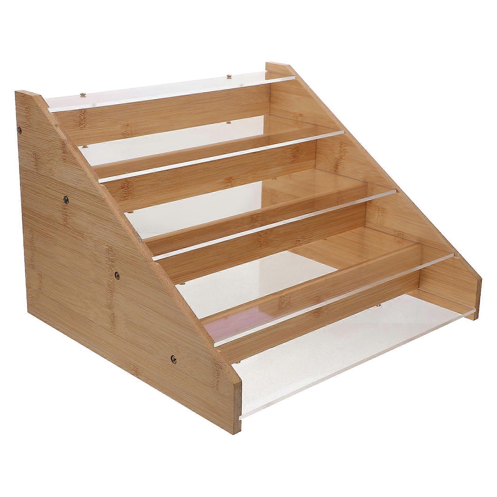 Card Display Rack Greeting Card Organizer Bamboo Acrylic Multilayer Design For Postcards Photos 1Pcs