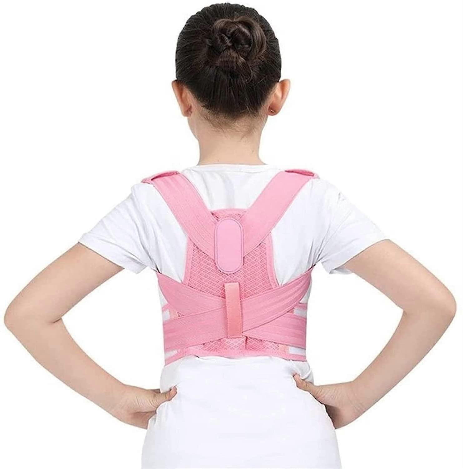 Posture Corrector for Kids, Full Back Support, Breathable, Adjustable (Pink M)