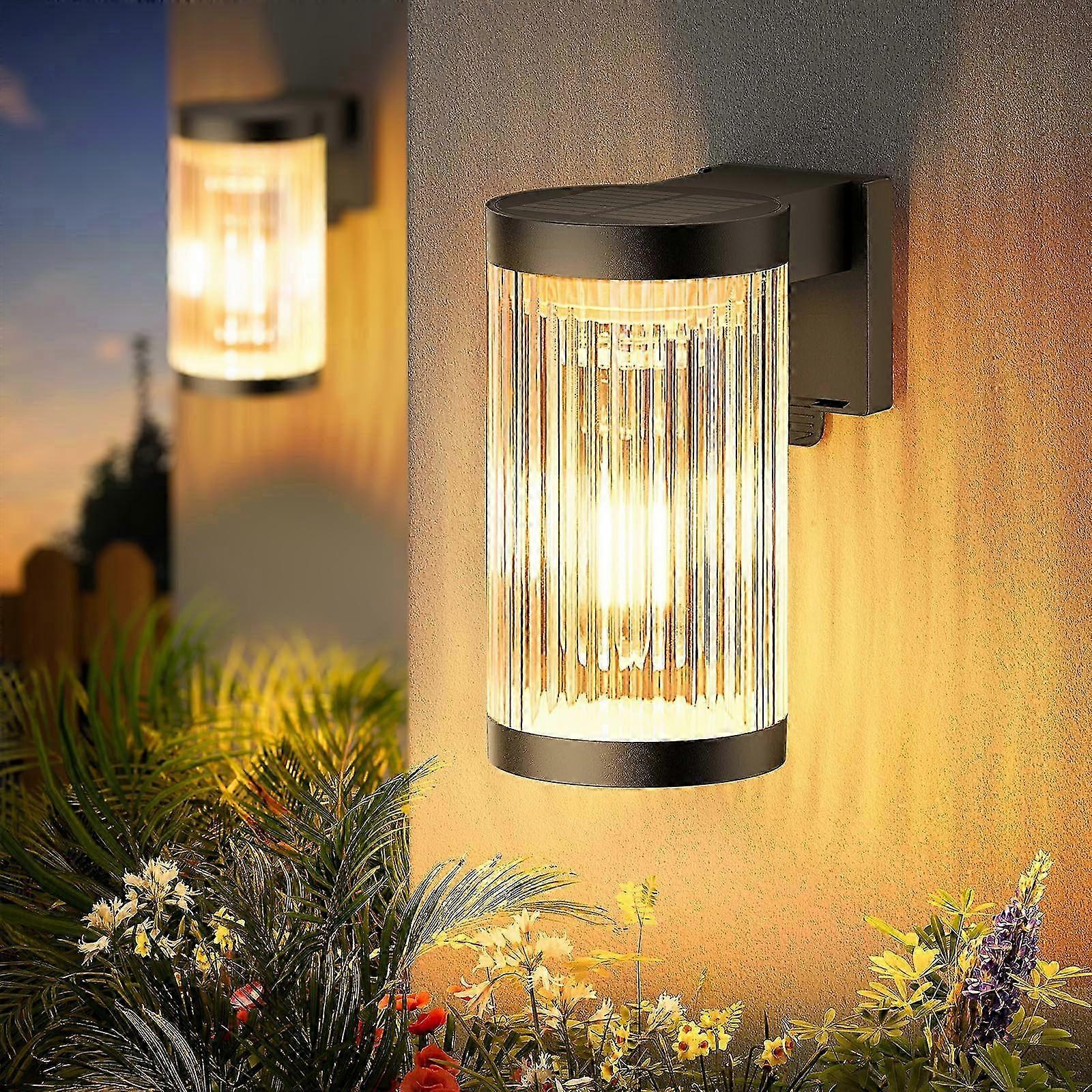 Solar-Powered Outdoor Wall Lights 4-Pack, Enhanced Exterior Lighting, Automatic Open/Close Function