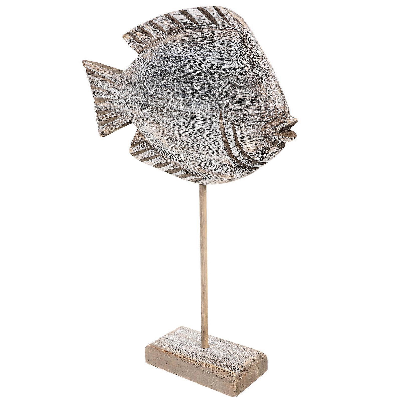 Hand Carved Rustic Wooden Fish Statue – Unique Decorative Art for Home, Office, and Shops – Realistic Fish Shape Adornment for Mantels, Shelves, and