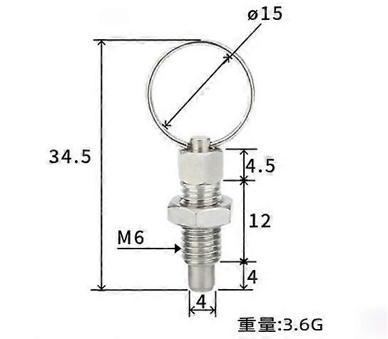 M6 Spring Loaded Indexing Plunger with Pull Ring: Stainless Steel Threaded Locking Pin for Gym Equipment - Adjustable Positioning Pin for Replacement