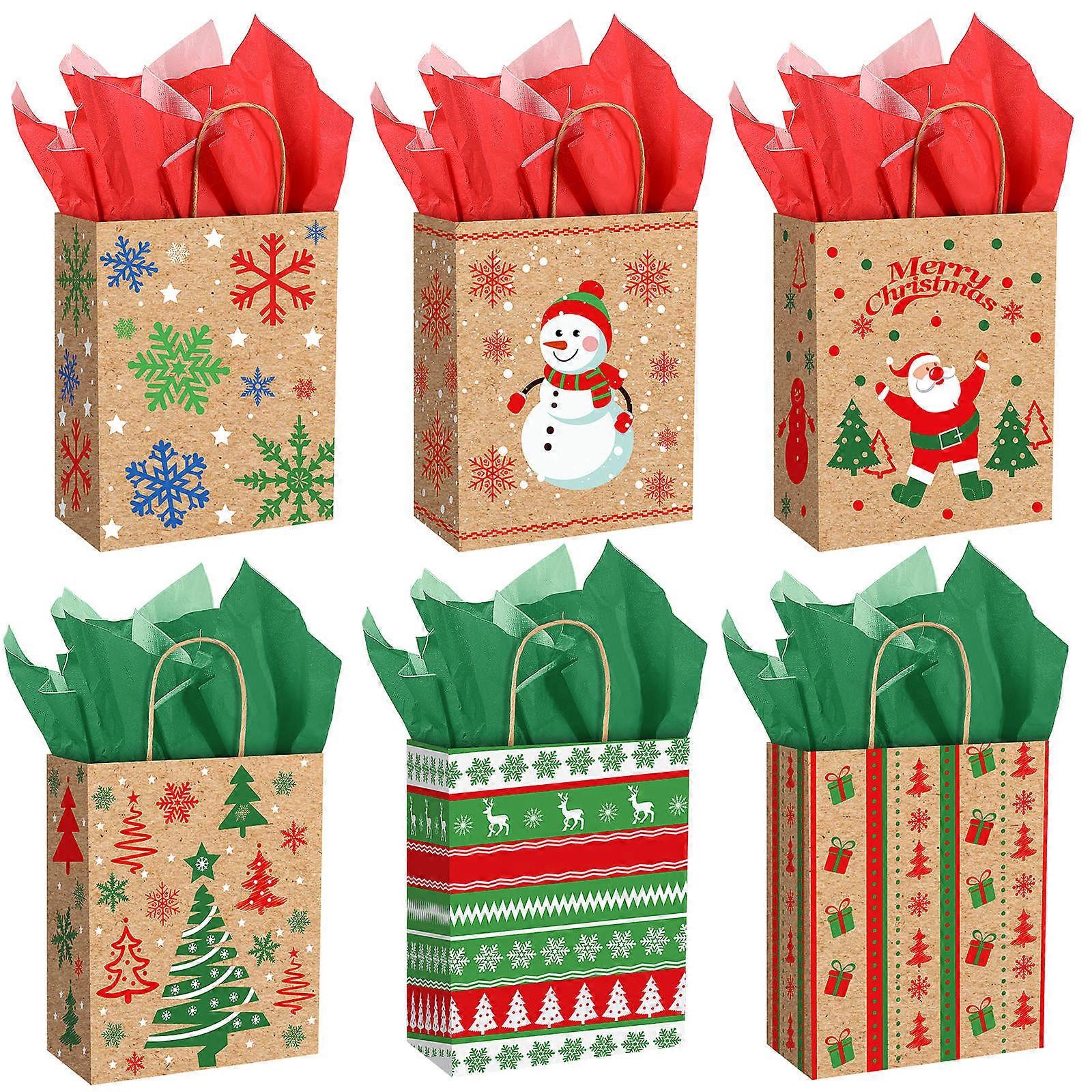 Sacos de presente de Natal com cordão Stobok Sacos de embrulho Fontes do partido Fundo quadrado Cores sortidas 24 conjuntos
