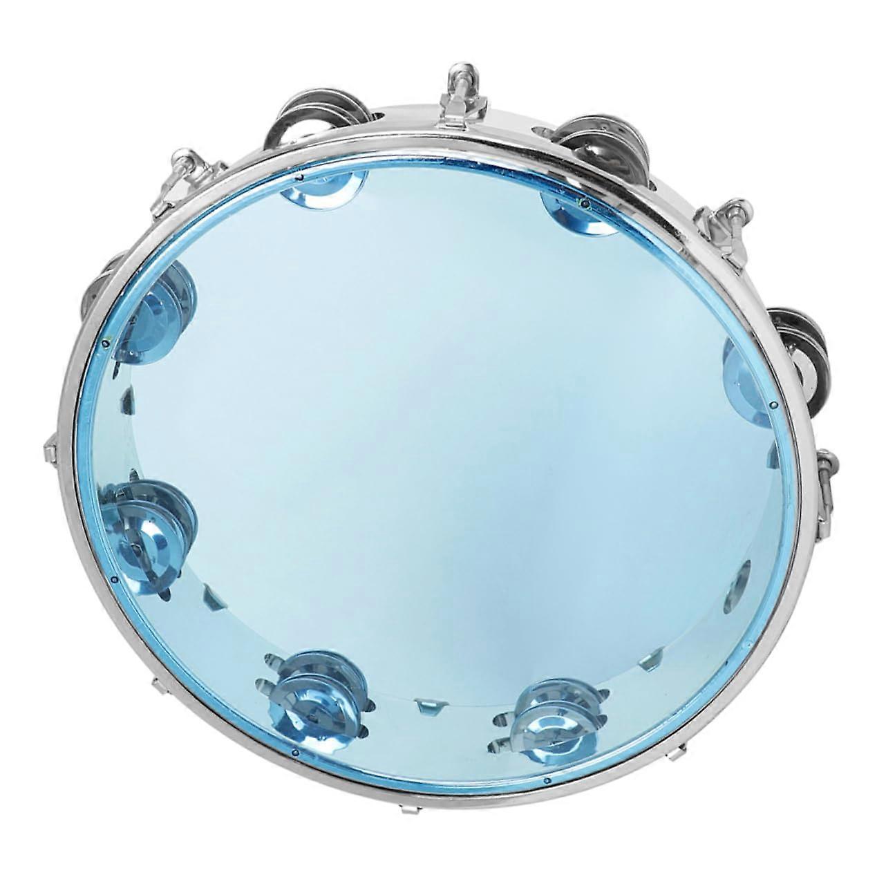 Hand drum tambourine for birthday parties, music lessons, and games. Blue.