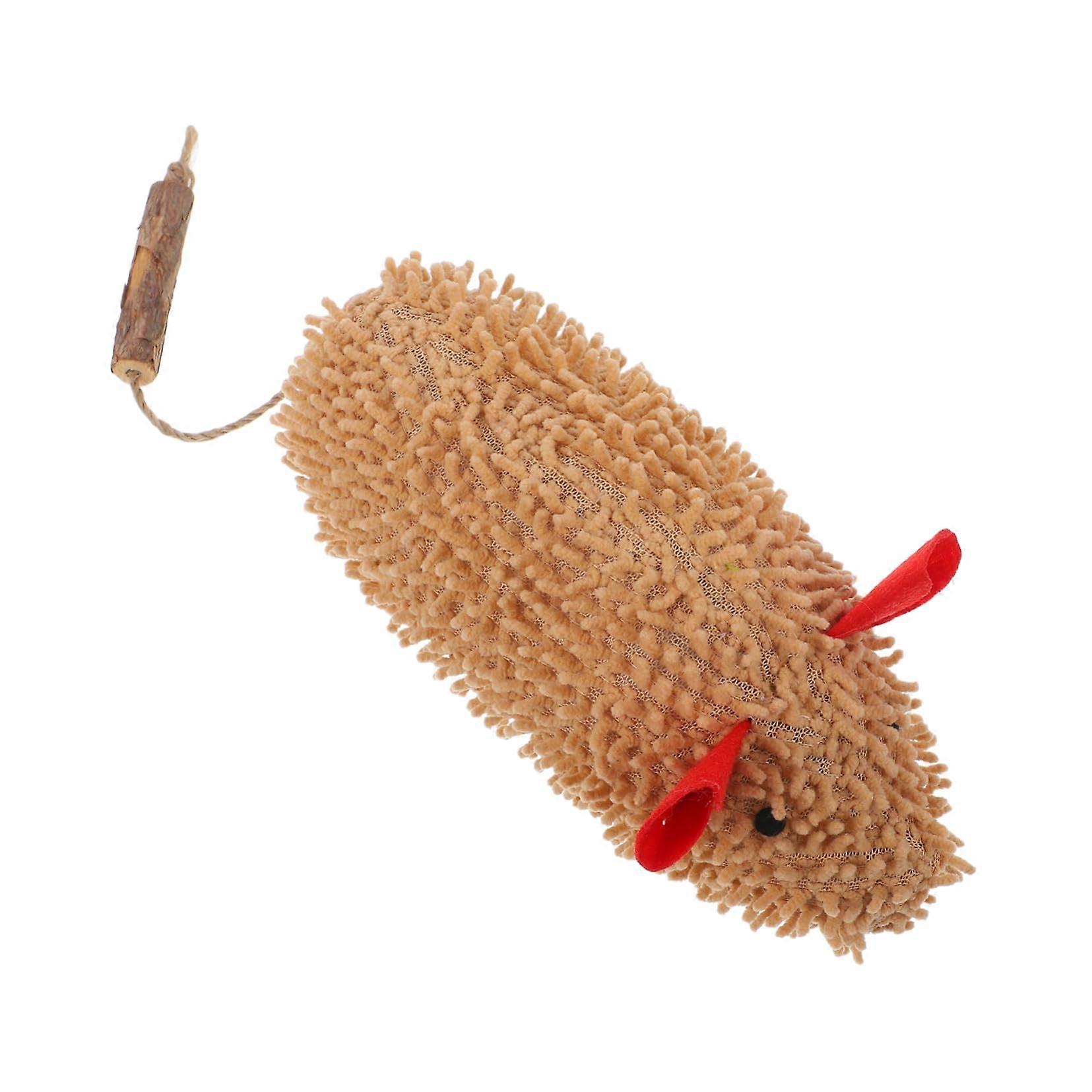 Interactive plush mouse toy, for teething and training kittens.