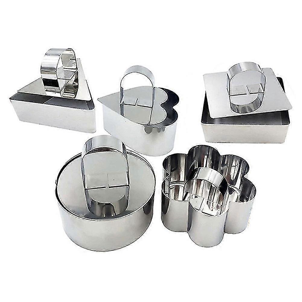 5pcs Stainless Steel Cake Molds with Pushers