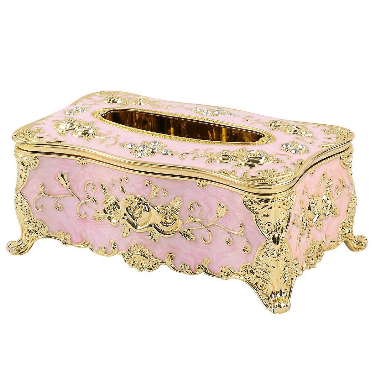 Household Table Tissue Box Rectangular Use Pink 1Set