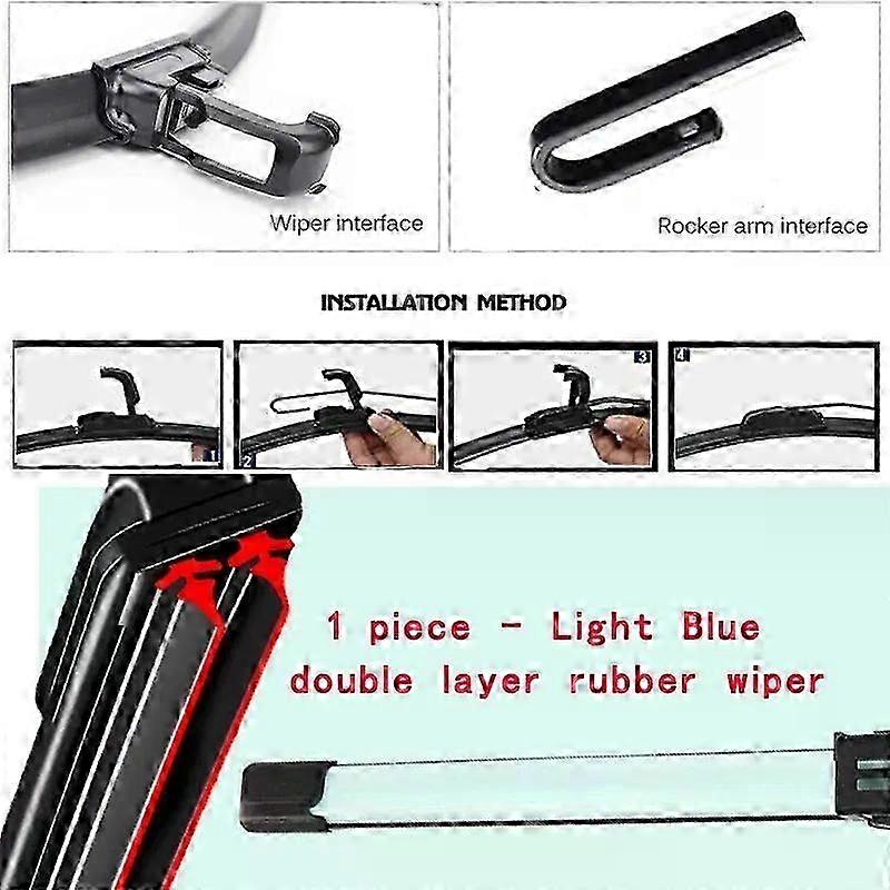 Colorful U J Hook Car Windshield Wiper Blades Universal Soft Double Layer Rubber Frameless Bracketless