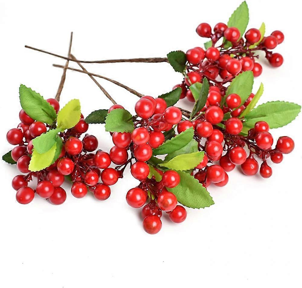 Artificial berry stems, red, four pcs.