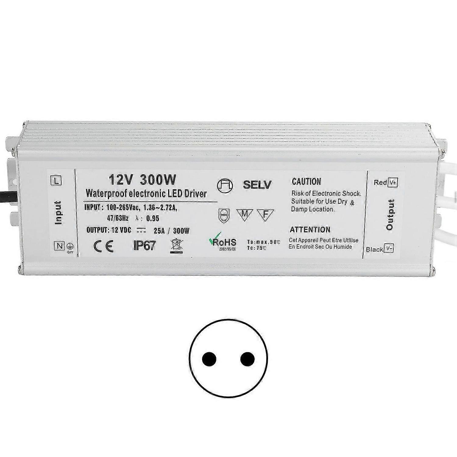 LED Driver Waterproof IP67 Constant Voltage Power Supply Transformer Adapter 300W AC100265VEU Plug 12V 025A Output