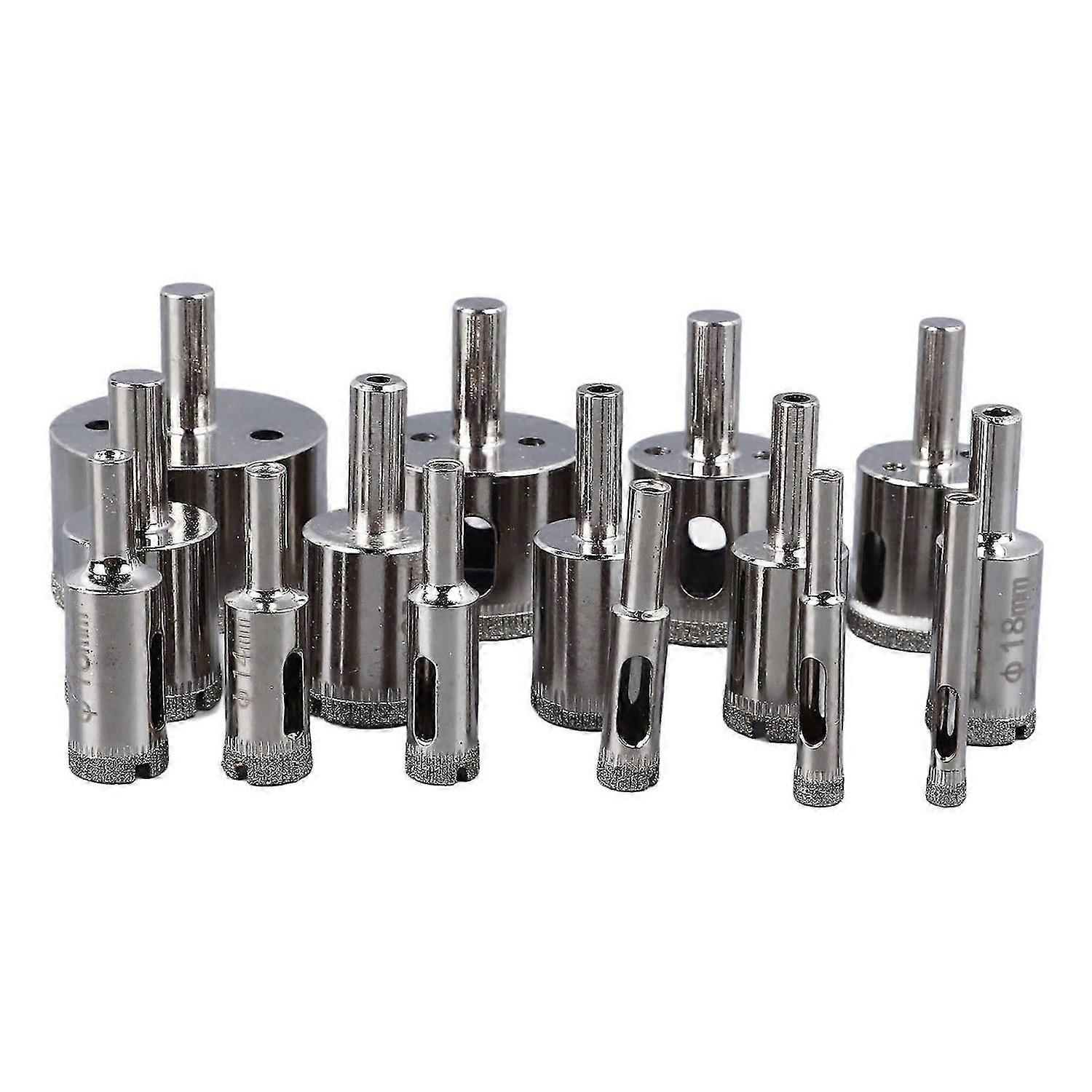 15Pcs Hole Saw Universal Shank Emery Hole Saw Drill Bit Hole Opener Tool Set Kit for Tiles Glass
