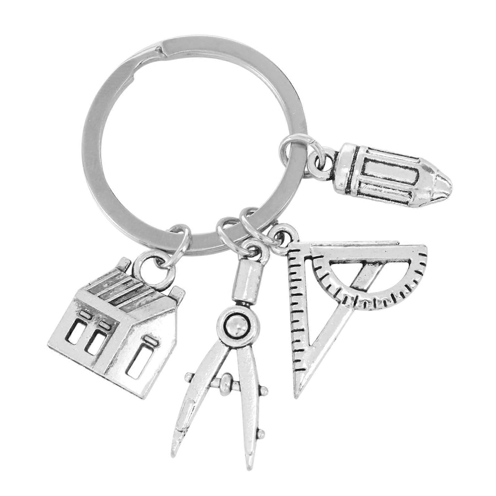 Key Chain For Engineers Mechanical Engineer Pendant Ruler Compass Pencil Design Technology Graduation Equipment