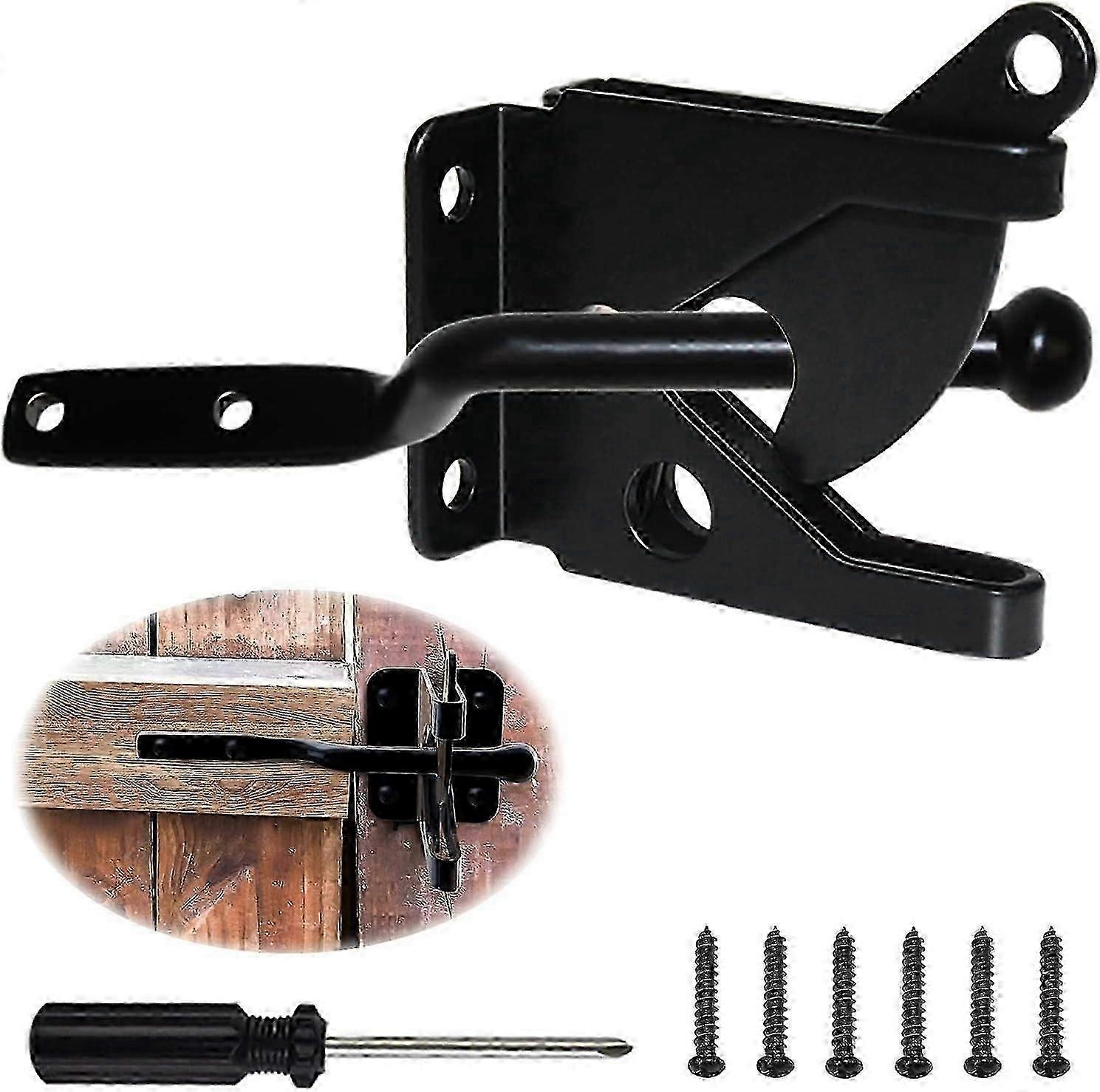 Gate Latch Stainless Steel Automatic Gravity Lever Auto Black