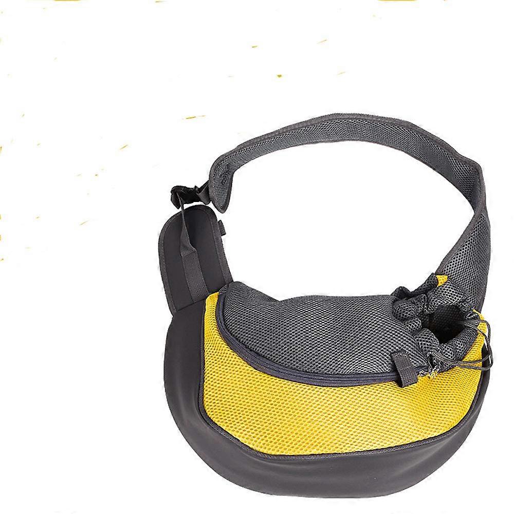 MoonyLI Pet Travel Shoulder Bag Breathable Mesh Carrier with Adjustable Strap, yellow