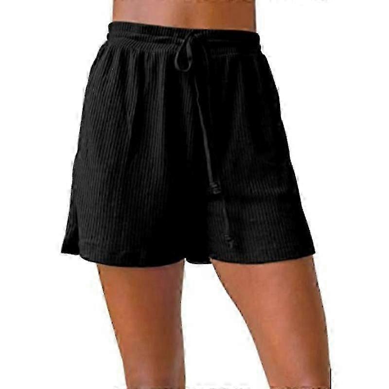 Casual Women's Solid Elastic Waist Shorts & Drawstring Hot Pants - Summer Beach Trunks for Comfortable Outdoor Wear