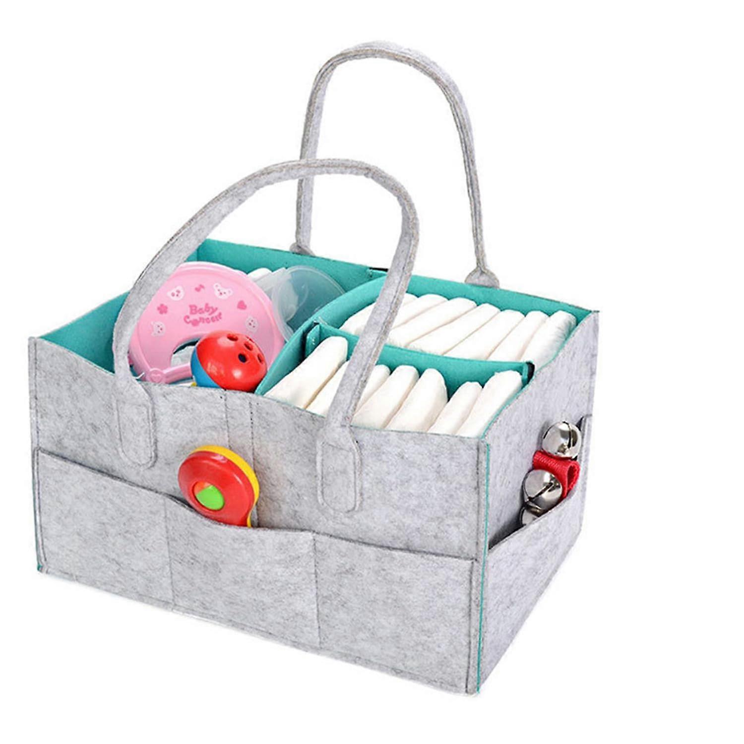Set of 2 Nappy Organisers, Portable Baby Changing Caddy with Compartments, 33x23x18 cm for Nappies, Wet Wipes, Toys