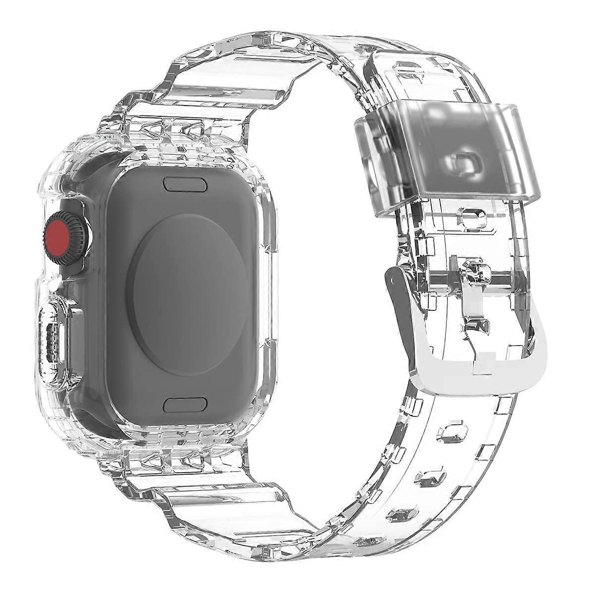 Silicone Strap For Apple Watch 41mm/42mm/44mm - Crystal Transparent TPU Bumper Case With Strap, Series 9/8/7