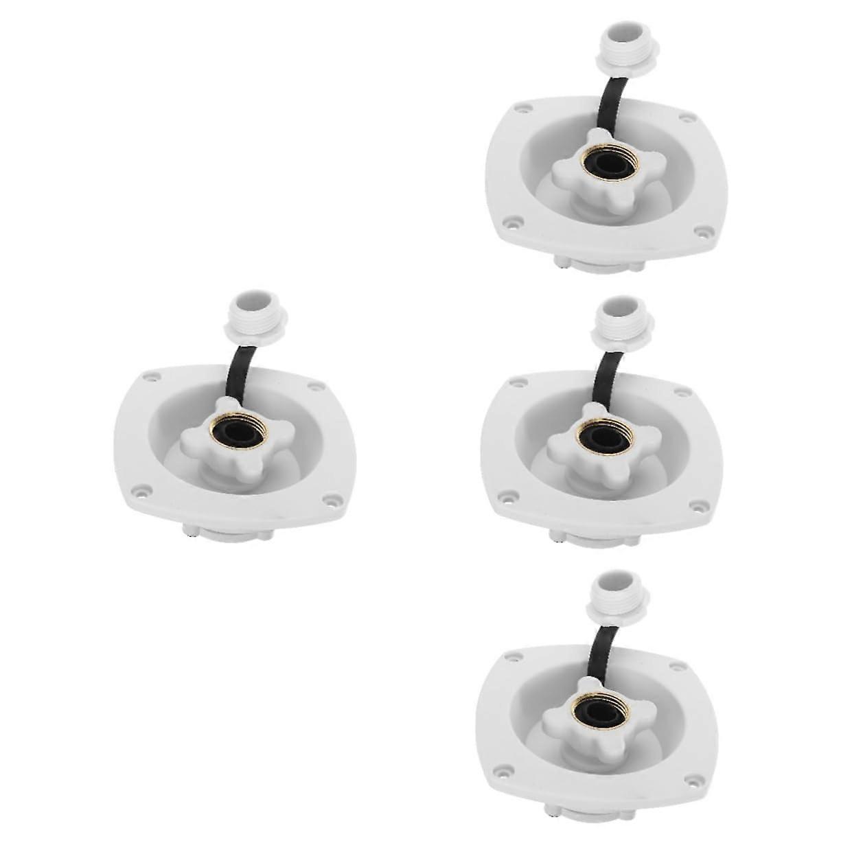 4 Pieces RV Water Tank Inlet Cap with Rotatable Lid, White PP, Compatible with Camper Water Hose, Dimensions 11.70x11.70x7.55cm