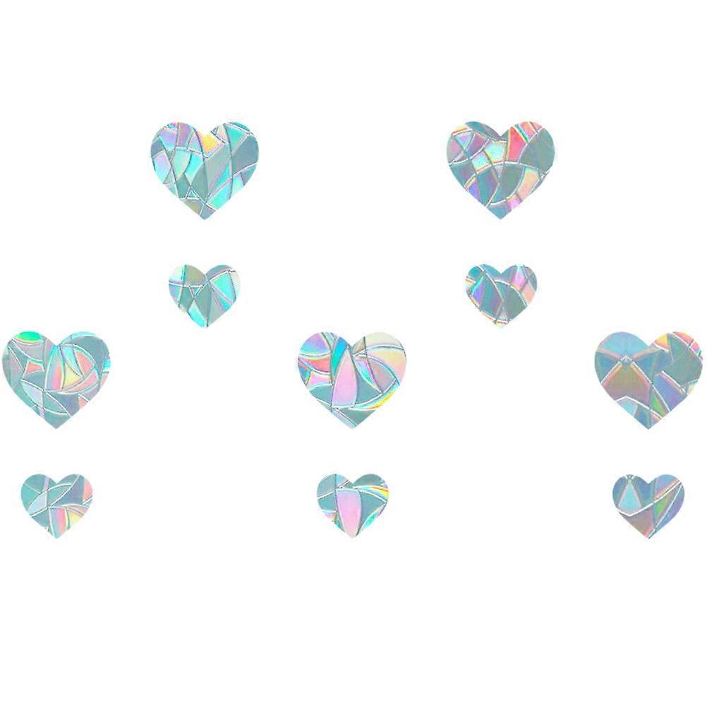 Static Adhesion Anti Collision Window Decals Heart Design PET Material 10Pcs