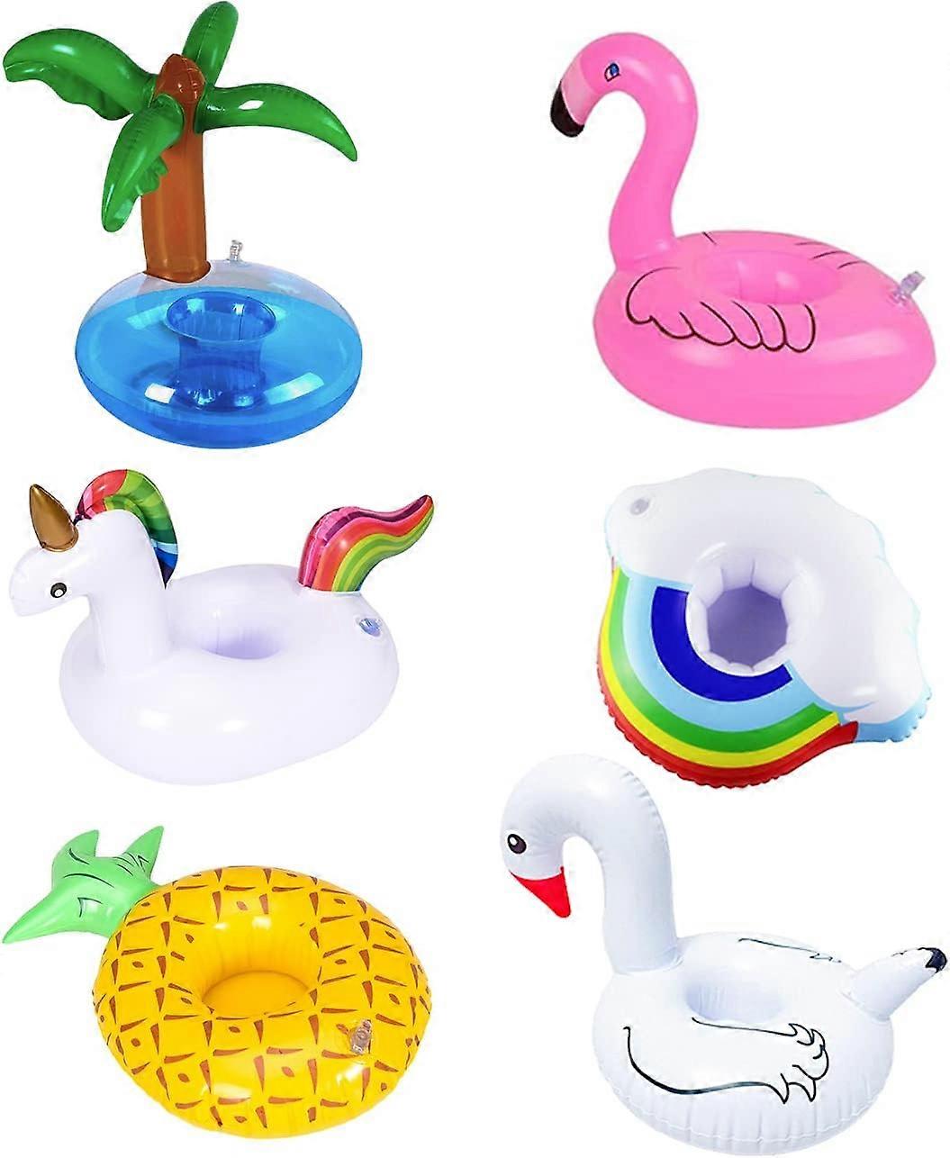 6 Pack Inflatable Floating Cup Holders Pool Party Bottle and Can Fixing Artifact